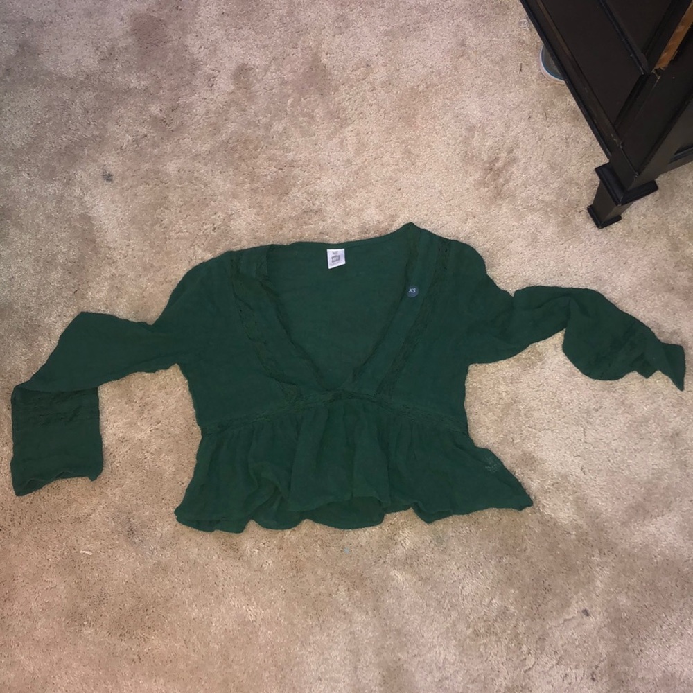 PacSun Green crop pacific sunrise longsleeve shirt